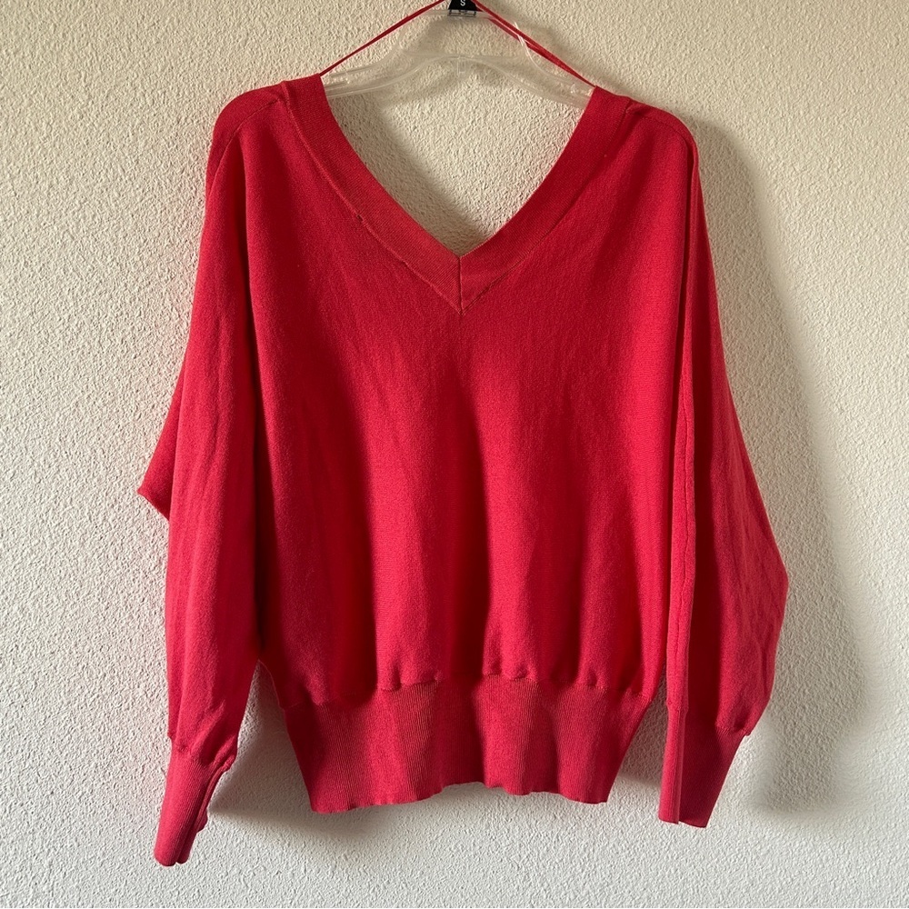 INC International Concept Knit Dolman Sleeve Sweater Vneck Women’s Large Coral - Picture 8 of 8